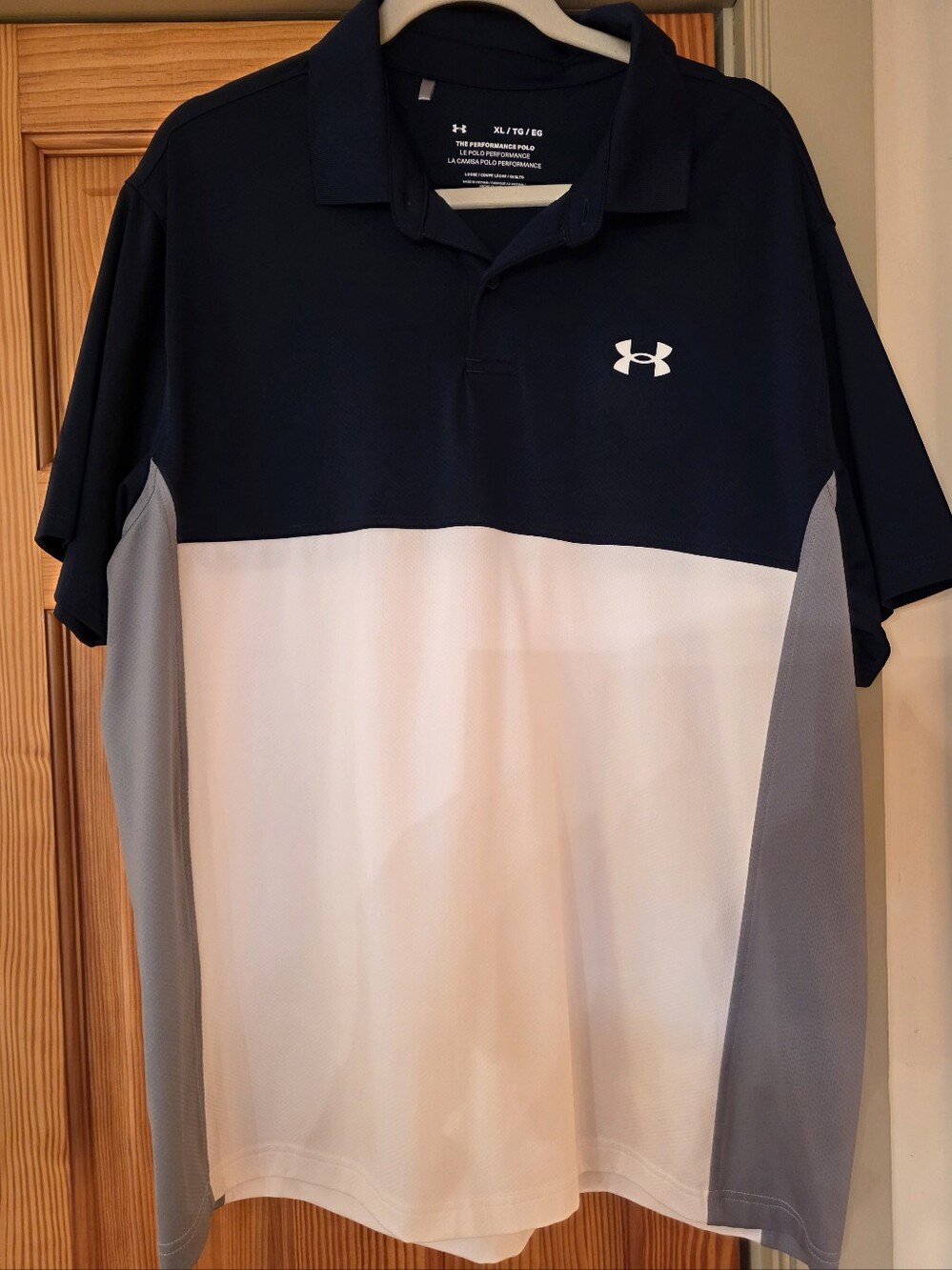 Under Armour Navy, White & Gray Colorblock Polo